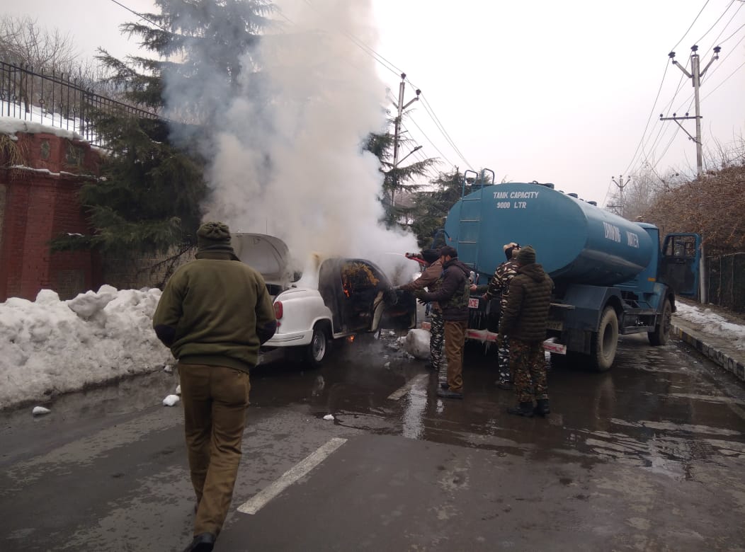 IG CRPF’s Ambassador car damaged in blaze on Gupkar road