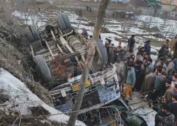 10 injured as bus turns turtle in Budgam