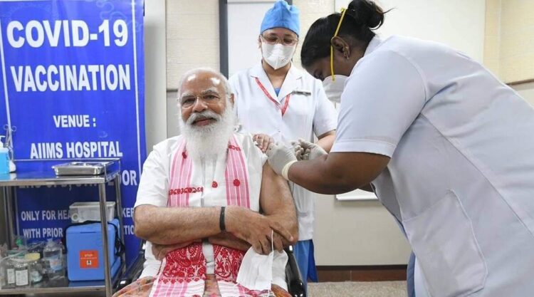 PM Modi takes first dose of Covaxin at Delhi’s AIIMS