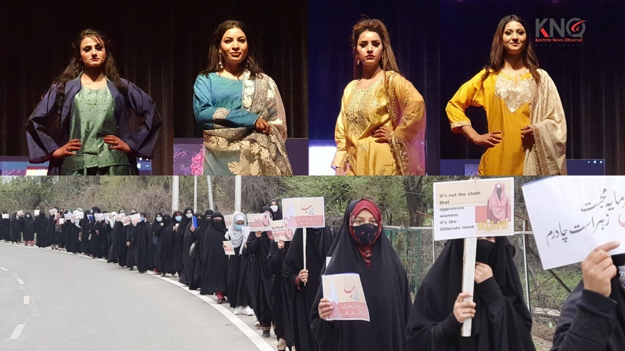 Irked over twin fashion events in 10 days, Burqa clad women hit streets in Srinagar