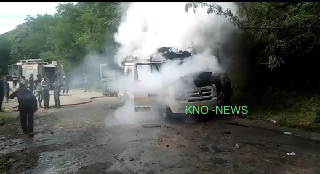 Moving ambulance catches fire near Ajas on Bandipora-Srinagar road Moving ambulance catches fire near Ajas on Bandipora-Srinagar road