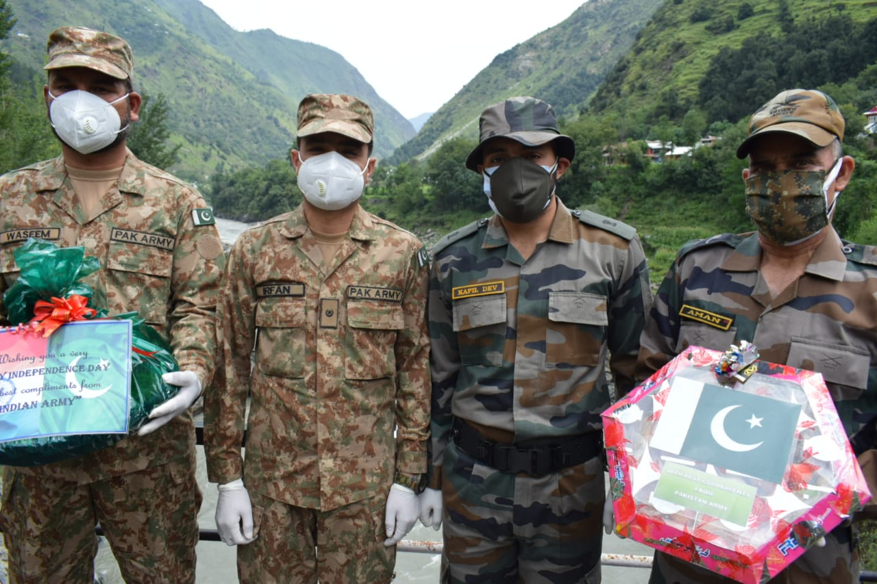 Indo-Pak Armies exchange sweets along LoC in J&K on occasion of Pakistan I-Day Indo-Pak Armies exchange sweets along LoC in J&K on occasion of Pakistan I-Day