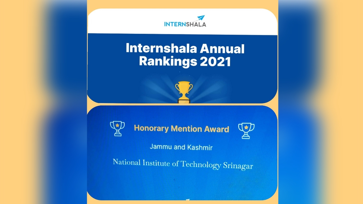 NIT Srinagar gets 163rd position in Internshala,  proud moment for the institution says Director