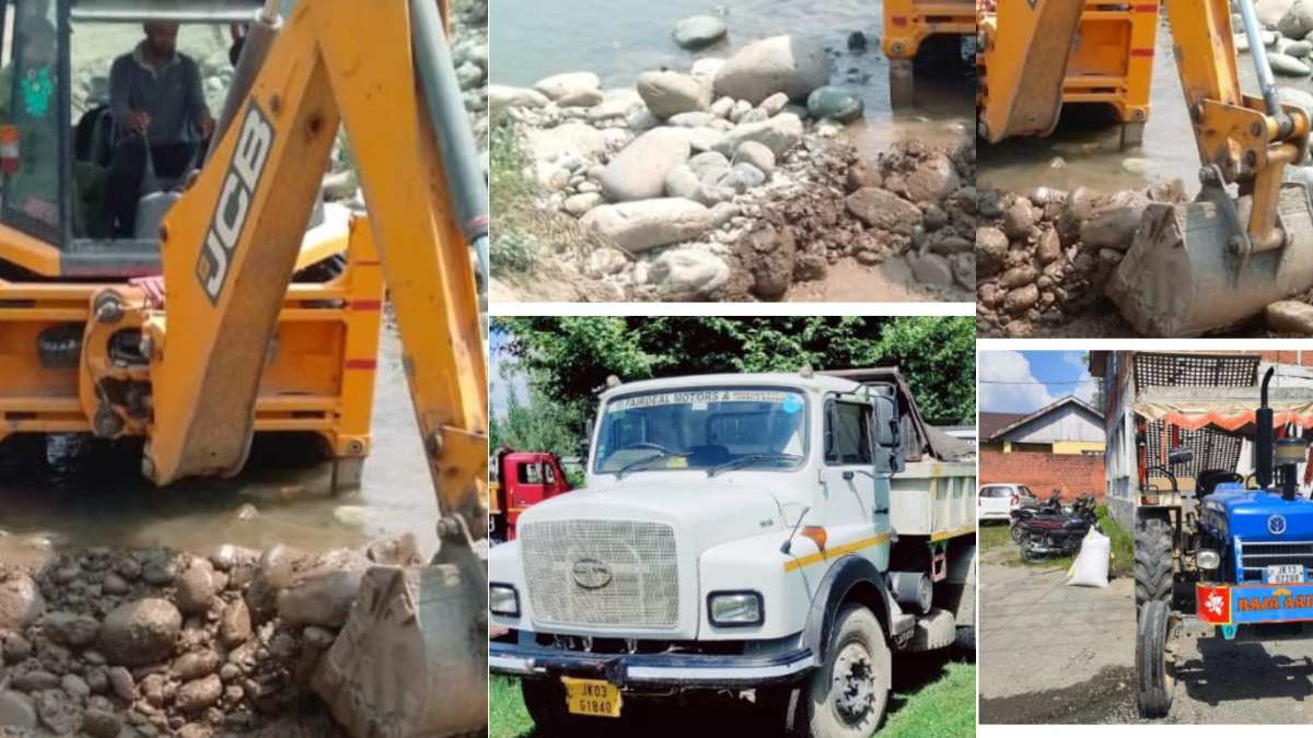 15 Vehicles & 01 JCB involved in illegal mining seized at Anantnag 15 Vehicles & 01 JCB involved in illegal mining seized at Anantnag