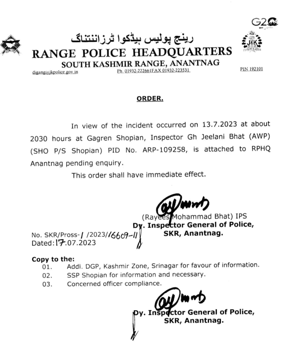 Shopian militant attack: SHO attached to RPHQ Anantnag Asian News Hub