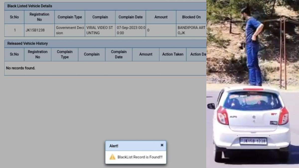 ARTO Bandipora blacklists vehicle involved in Stunt making