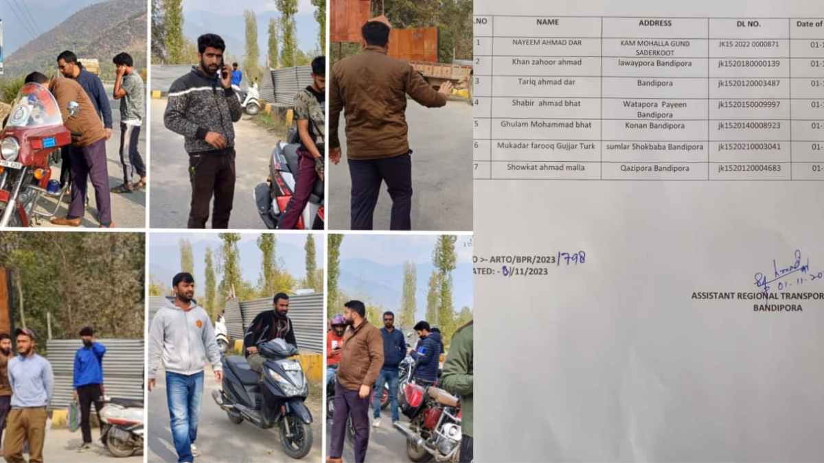 ARTO Bandipora realises 1 lac fine from traffic violators; Suspends 07 DLs' ARTO Bandipora realises 1 lac fine from traffic violators; Suspends 07 DLs’