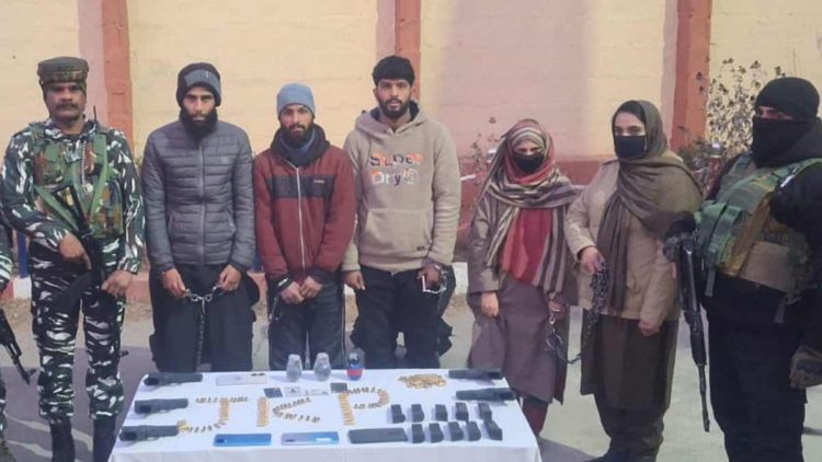 Woman among four arrested with huge quantity of arms and ammunition in north Kashmir: police