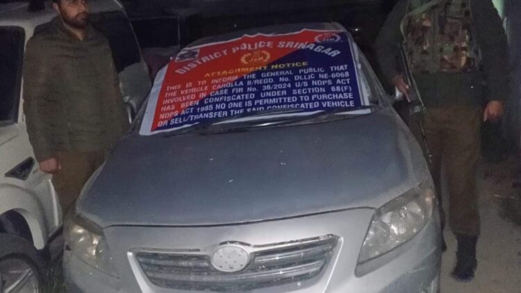 Srinagar Police Seize Two Vehicles of Drug Peddlers Srinagar Police Seize Two Vehicles of Drug Peddlers