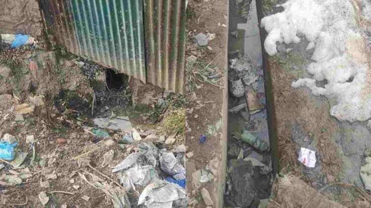 Unfinished Drainage Project Poses Risk to Commuters in Pampore Unfinished Drainage Project Poses Risk to Commuters in Pampore