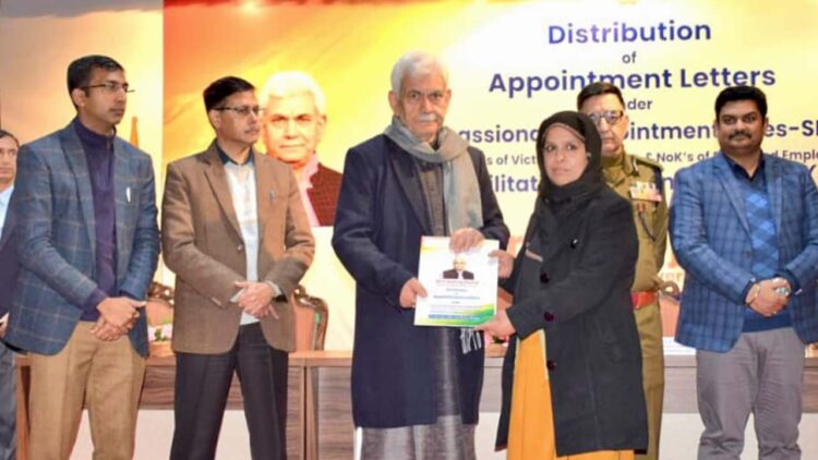 LG hands over job letters to terror victim families in Srinagar