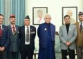 LG Sinha interacts with veterans of armed forces at Lok Bhawan